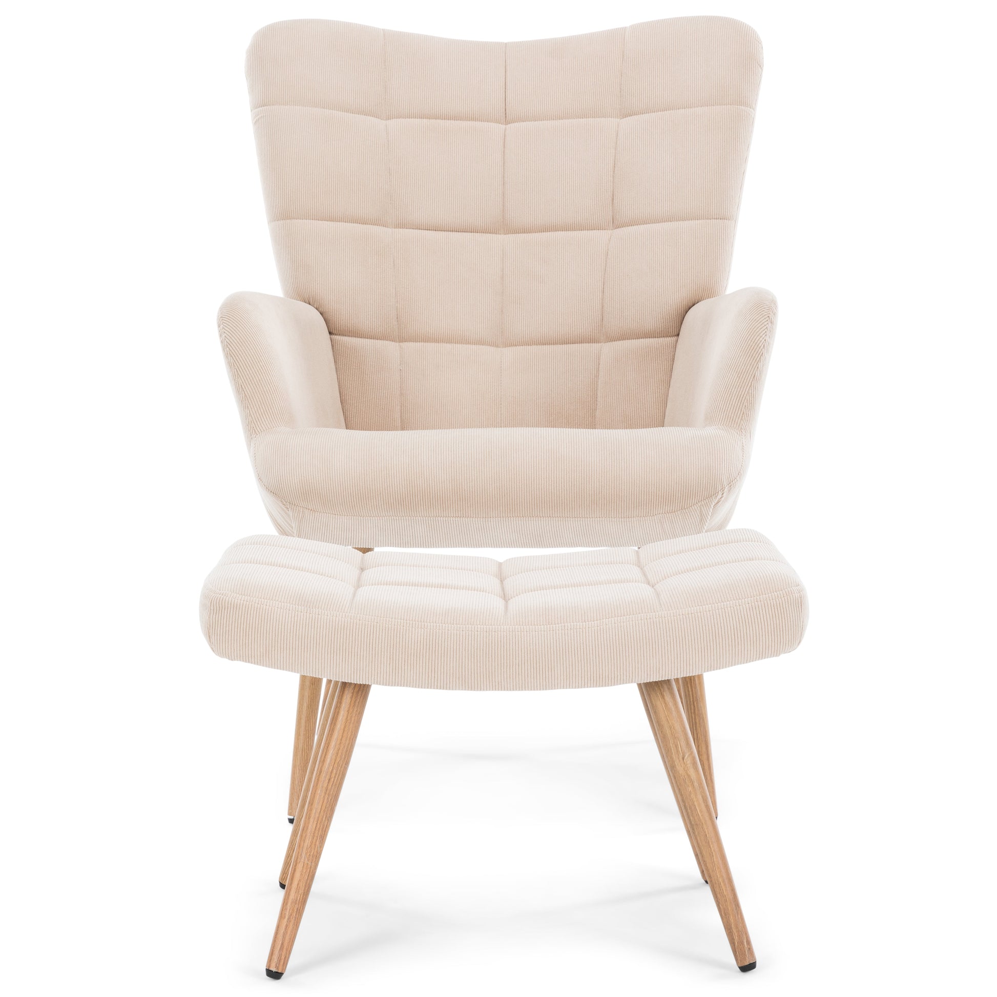 Alfred - Fauteuil avec repose-pieds - Beige