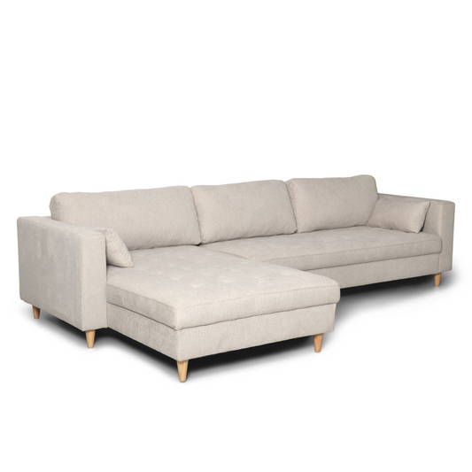 Canapé - Chaise longue réversible beige droite et gauche L:290 x P:96 x H:80 cm