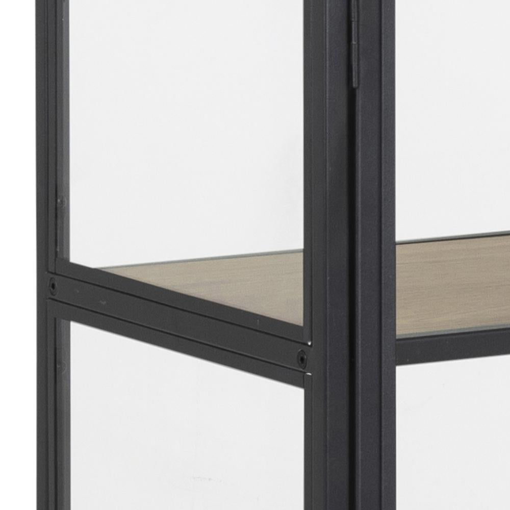 Seaford - Vitrine en verre - Acier noir 77 x 35 x 150 cm