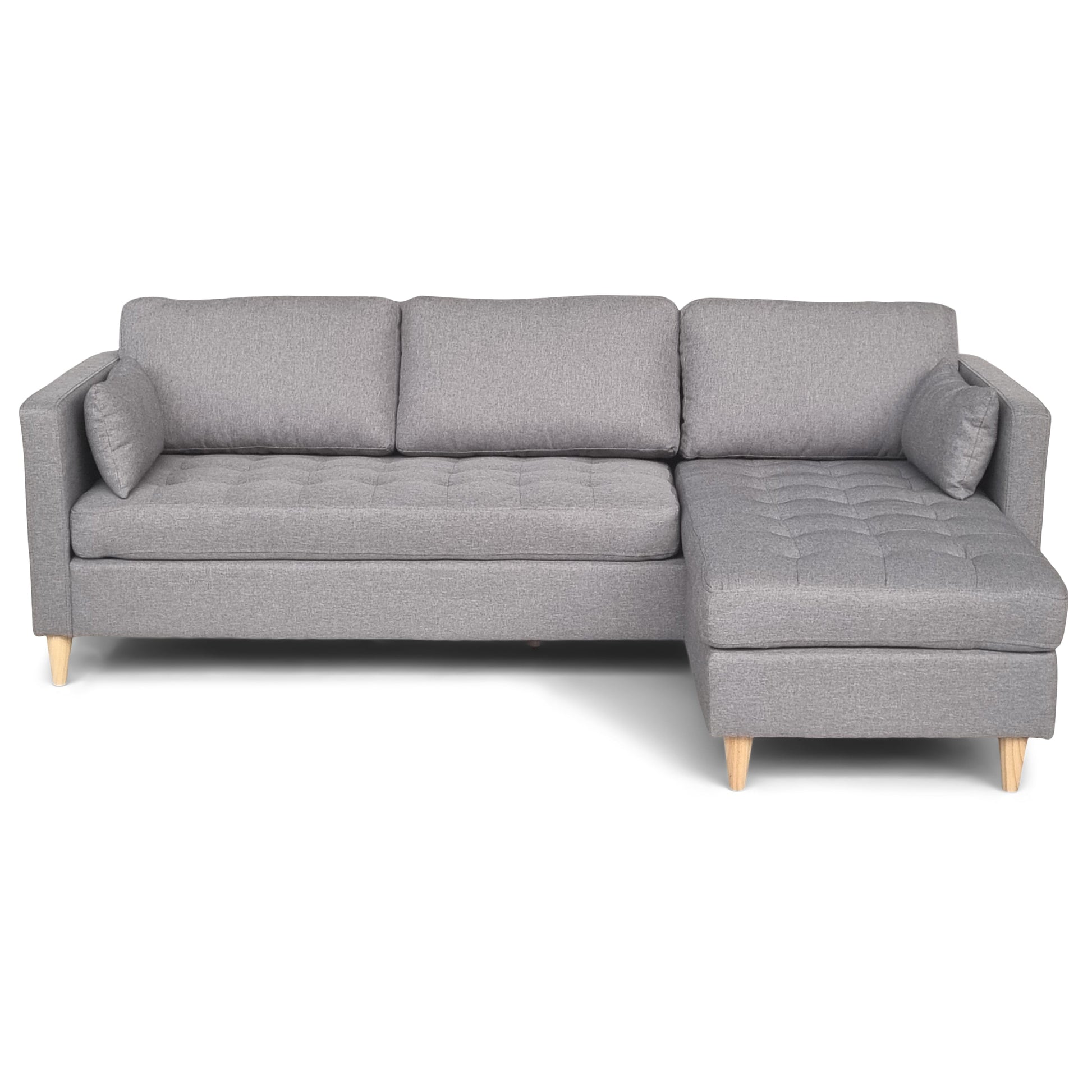 Lulu - Canapé d'angle réversible gris côté droit ou gauche L:215 x P:82 x H:78 cm