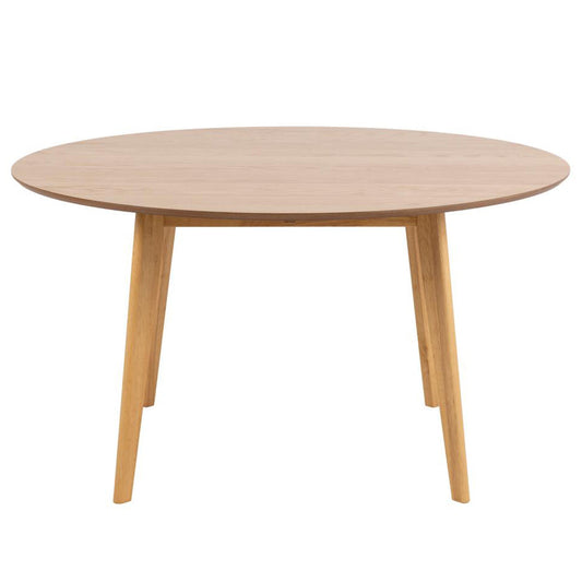 Rickie - Table de salle à manger ronde en placage de chêne laqué Ø140 cm