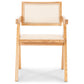 Ava - Chaise de salle à manger avec accoudoirs en frêne avec assise en osier tressé