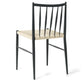 Elena - Chaise de salle à manger noire avec assise en rotin tressé