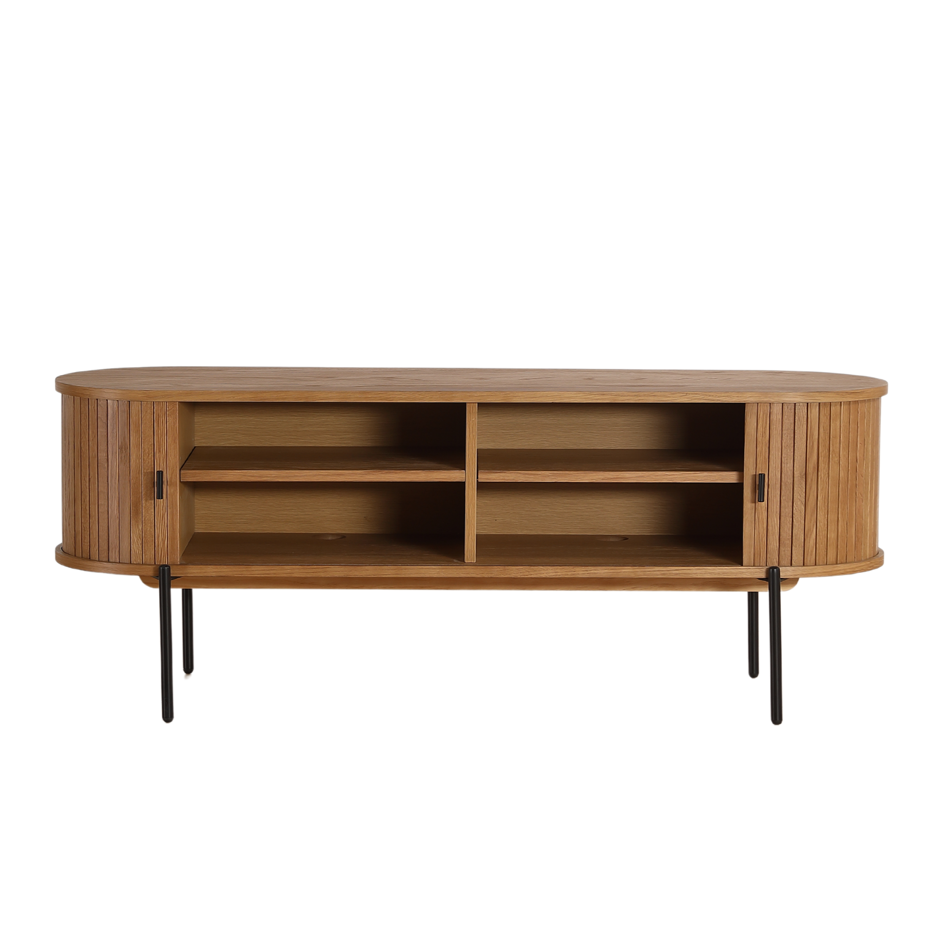 Florence - Meuble TV en chêne avec lamelles 138 x 40 x 55 cm