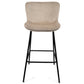Adena - Tabouret de bar avec dossier en velours beige 65 cm