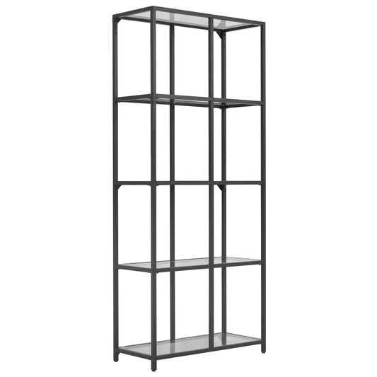Bianca Glass Shelf Bookcase 31.5x13.8x70.9 Inches Modern Display Storage Unit