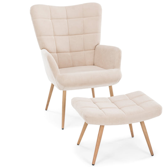 Alfred - Fauteuil avec repose-pieds - Beige