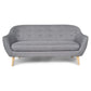 Layla - Canapé 3 places en tissu gris avec pieds en bois L:169 x P:83 x H:82 cm