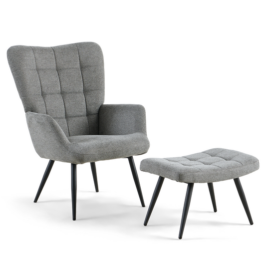 Allison Fauteuil avec repose-pieds - tissu gris