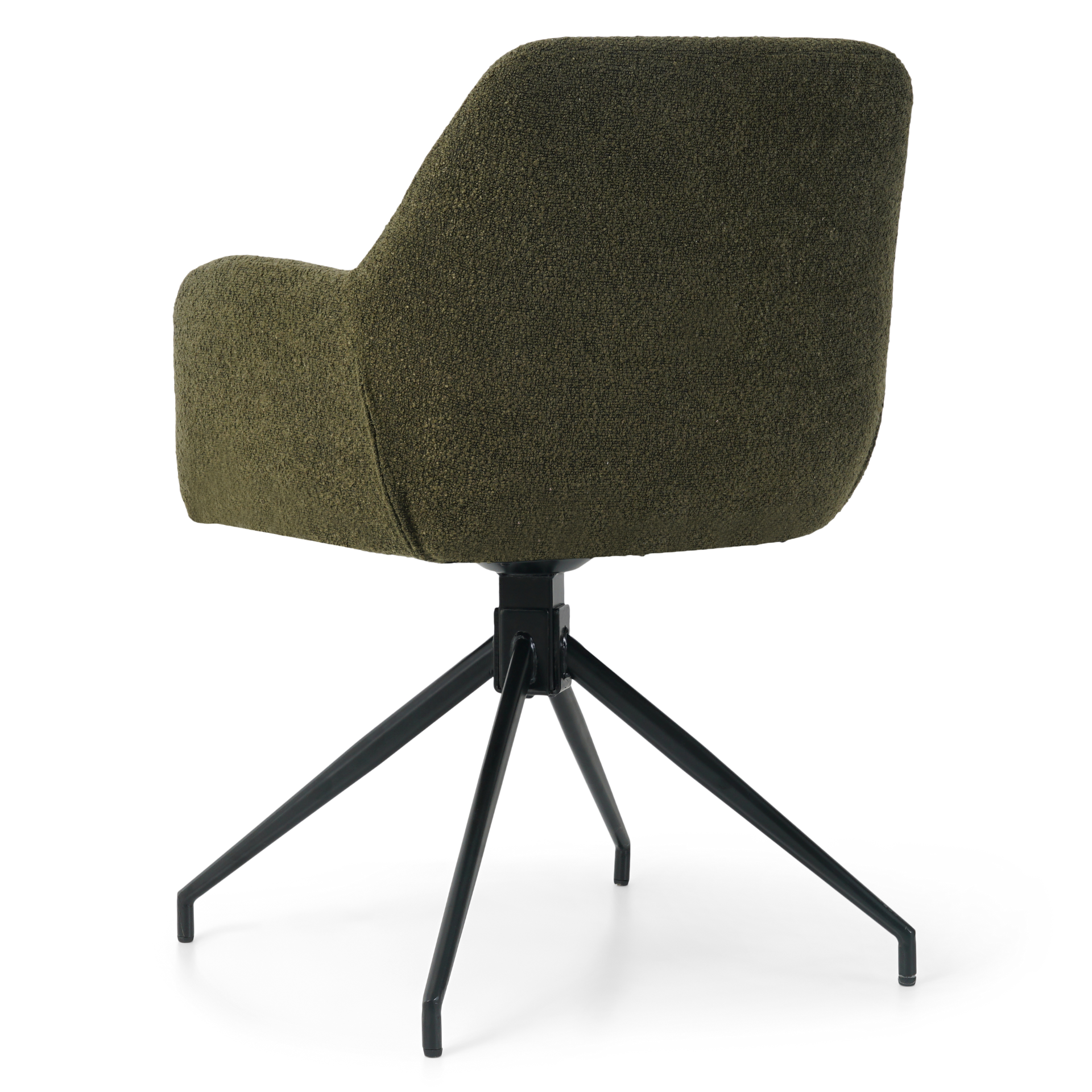 Amanda - Chaise de salle à manger en bouclé vert avec rotation à 360 degrés