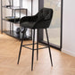 Mario - Tabouret de bar avec dossier en velours noir 65 cm