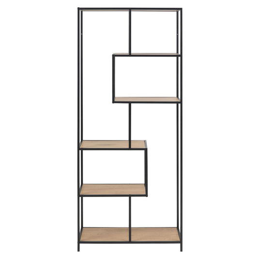 Seaford - Étagère en placage de chêne avec structure en métal 77 x 35 x 185 cm