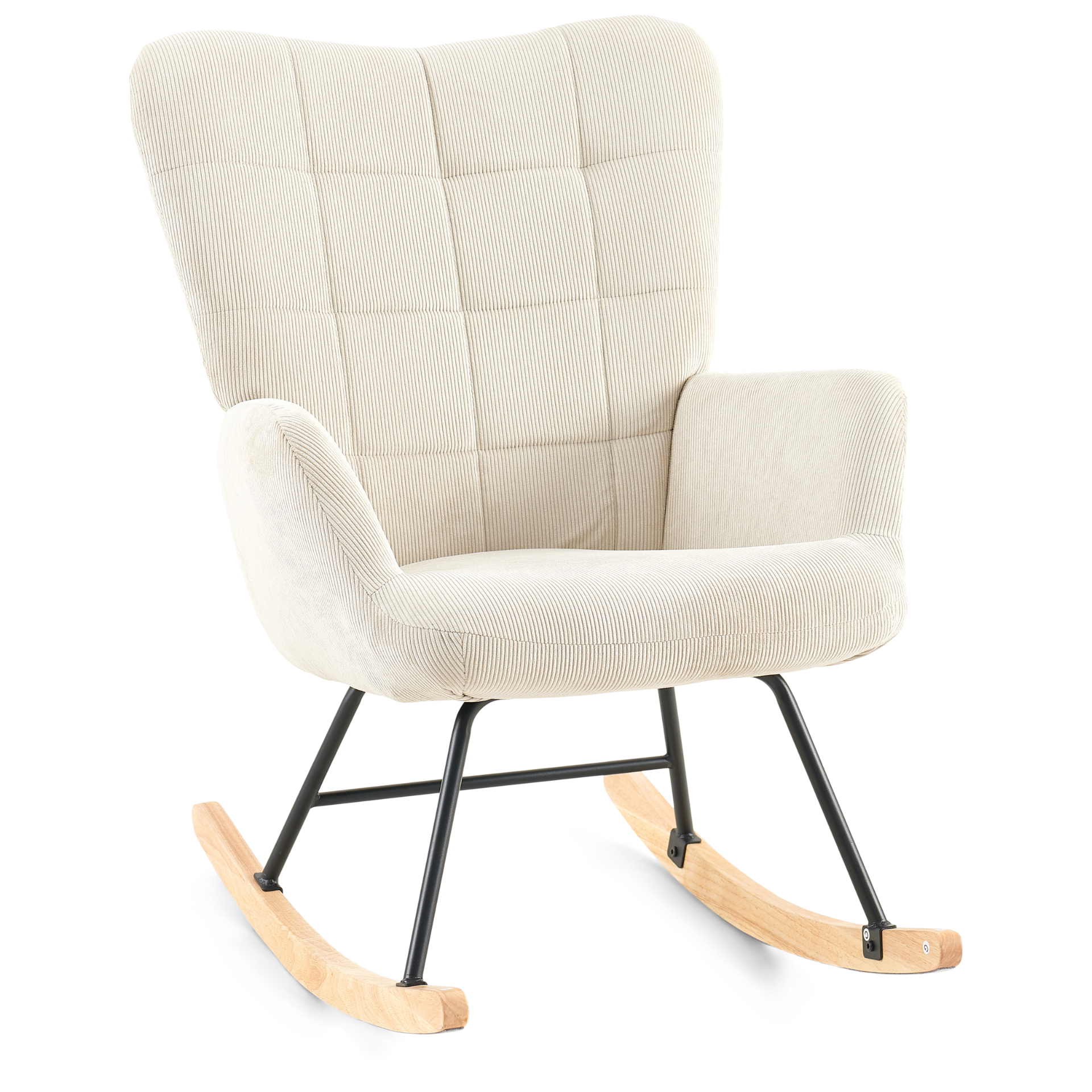 Allison - Fauteuil à bascule avec accoudoirs - Velours beige