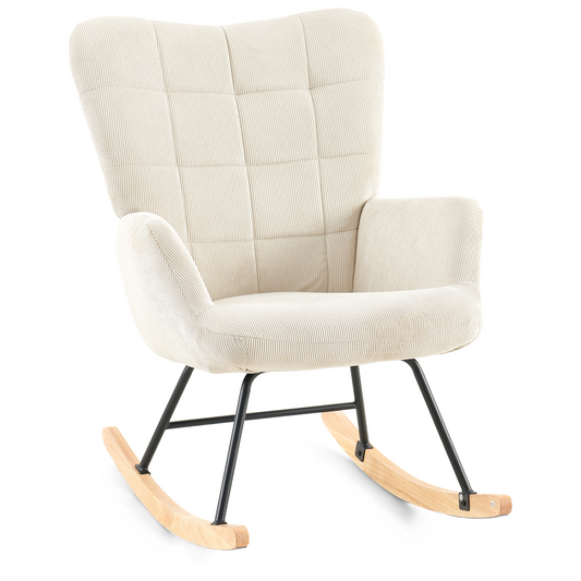 Allison - Fauteuil à bascule avec accoudoirs - Velours beige