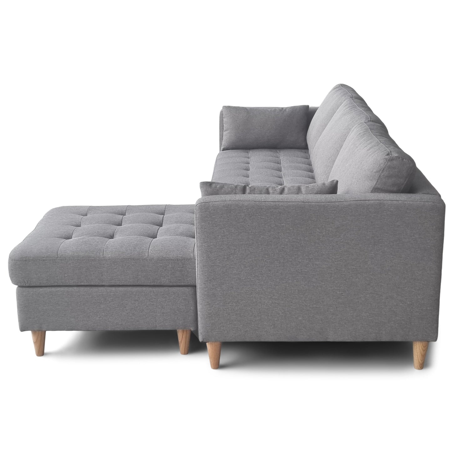 Lulu - Canapé d'angle réversible gris côté droit ou gauche L:215 x P:82 x H:78 cm