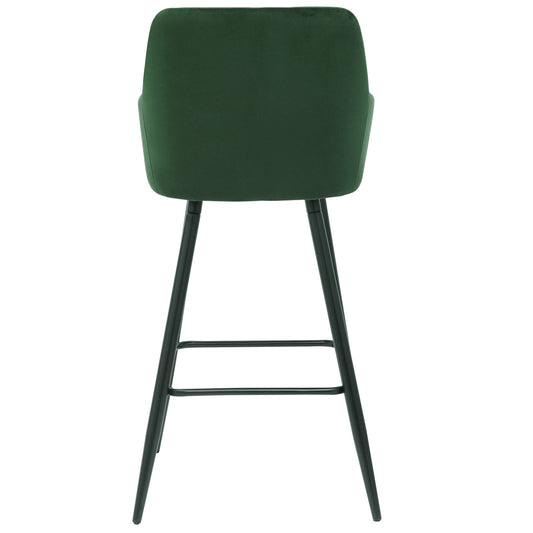 Carlo - tabouret de bar velours vert avec accoudoirs 65 cm