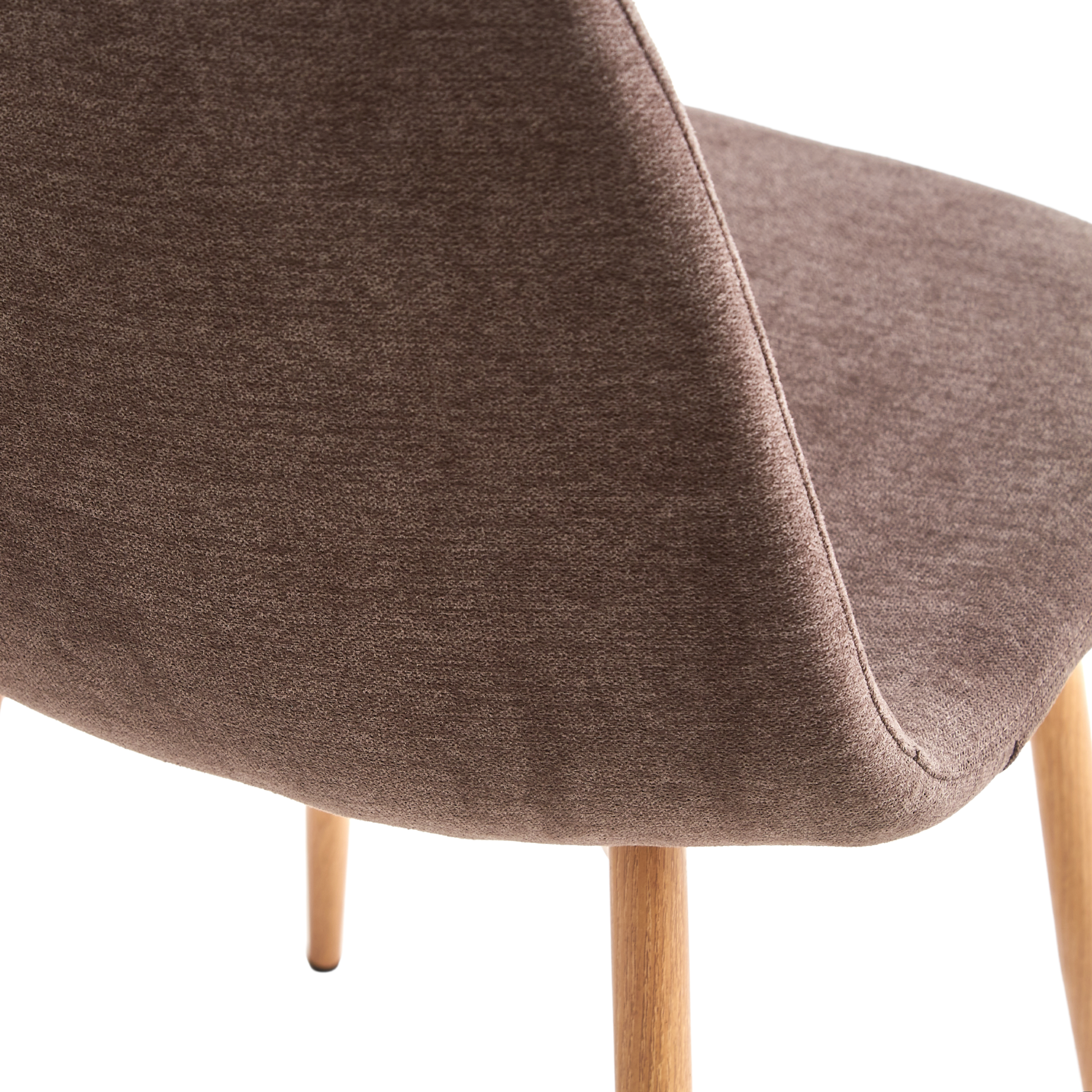 Anna - Chaise de salle à manger en tissu marron avec aspect chêne