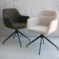Amanda - Chaise de salle à manger en bouclé beige avec fonction pivotante à 360 degrés