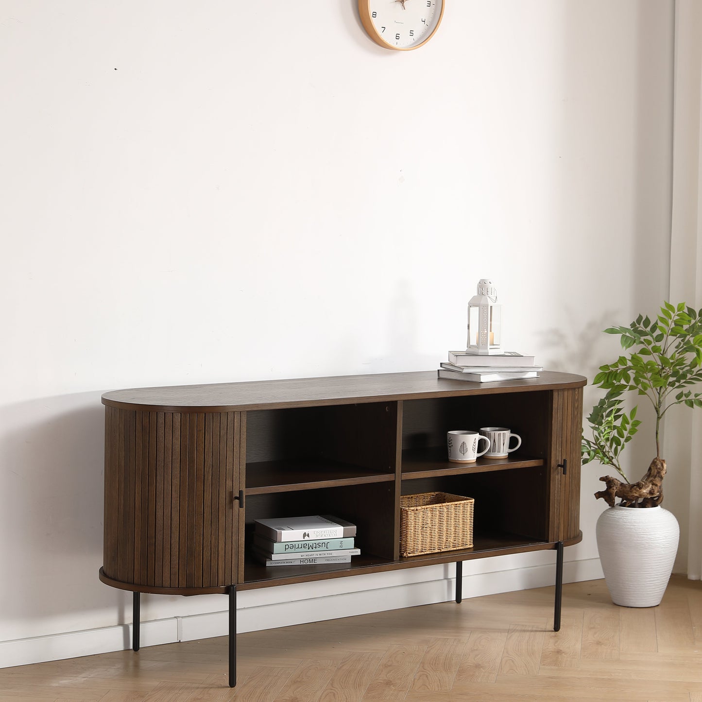 Florence - Armoire à chaussures en chêne fumé 160 x 45 x 75 cm