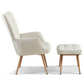 Allison fauteuil avec repose-pieds - velours beige avec look chêne