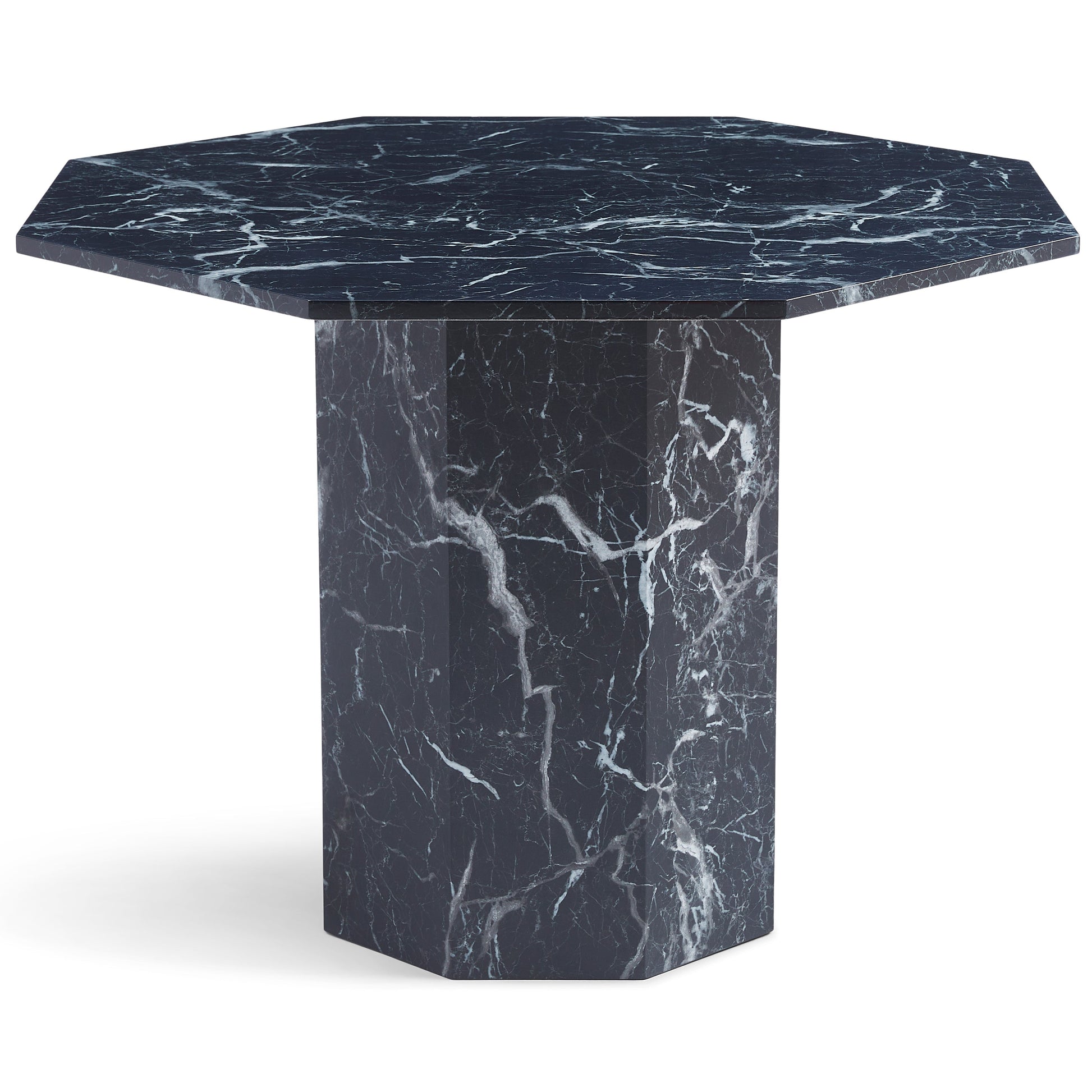 Lagoni - Table ronde Ø100 cm en aspect marbre noir