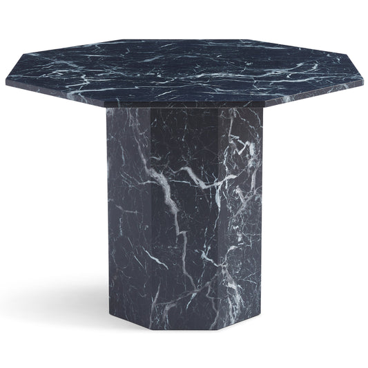 Lagoni - Table ronde Ø100 cm en aspect marbre noir