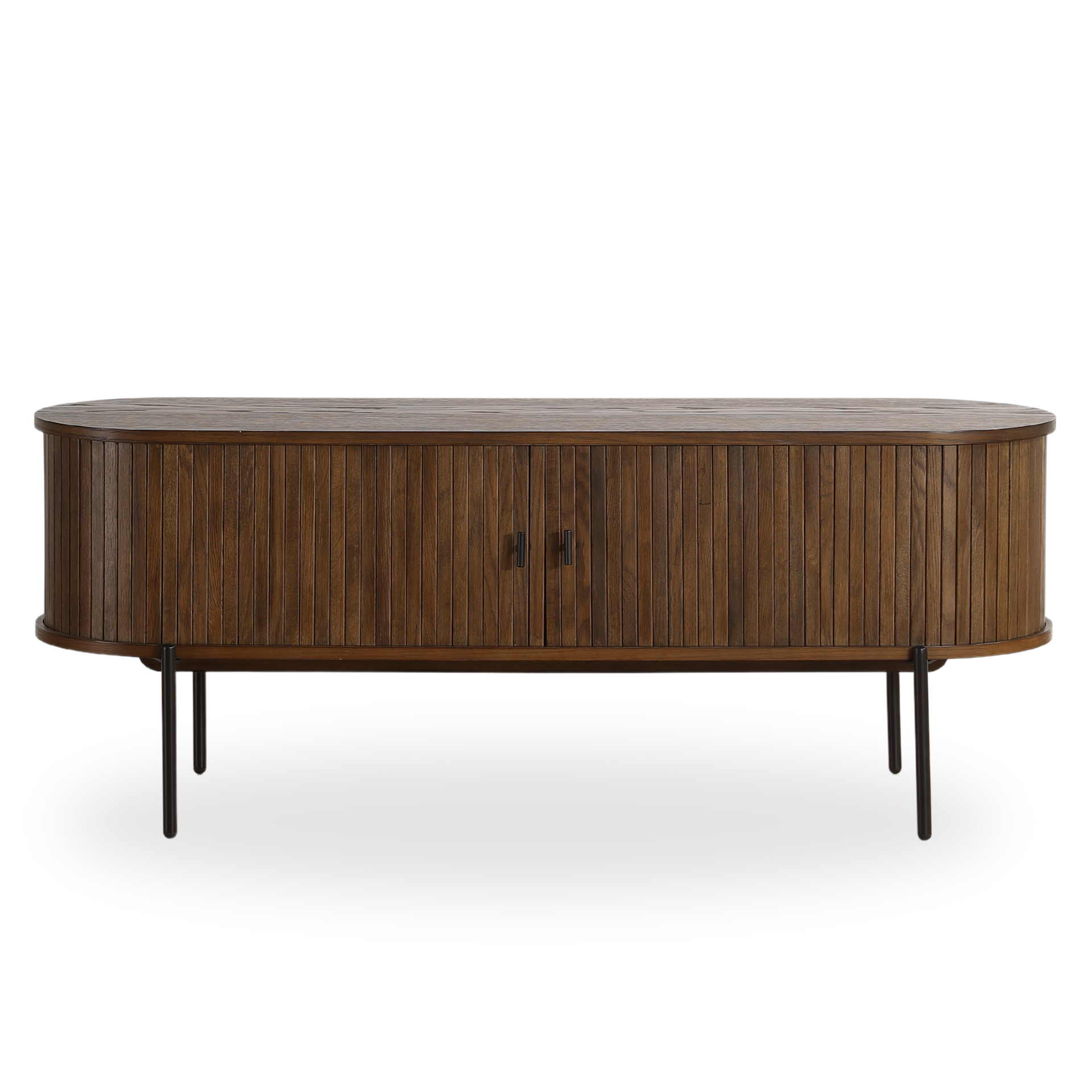 Florence - Meuble TV en chêne fumé avec lamelles 138 x 40 x 55 cm