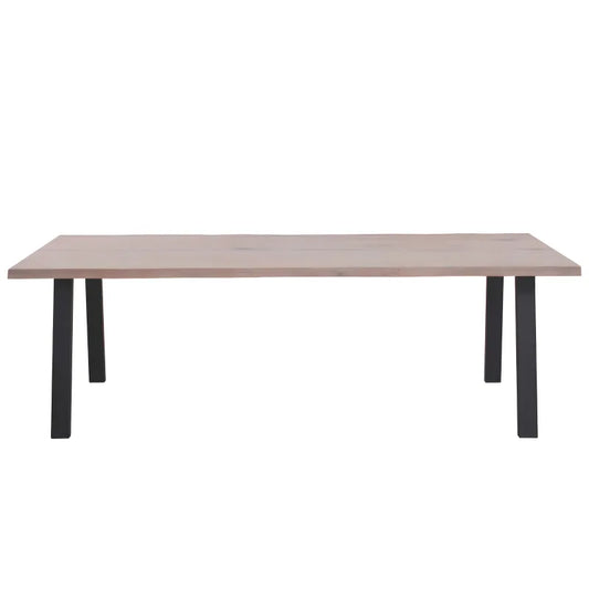 Molly - Table 200 x 95 cm en chêne blanchi huilé avec pieds en A (Préparé pour des rallonges)