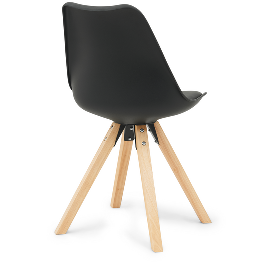 Aria - Chaise de salle à manger noire avec pieds en bois