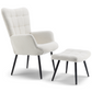Alfred - Fauteuil inclinable avec repose-pieds - Bouclé beige
