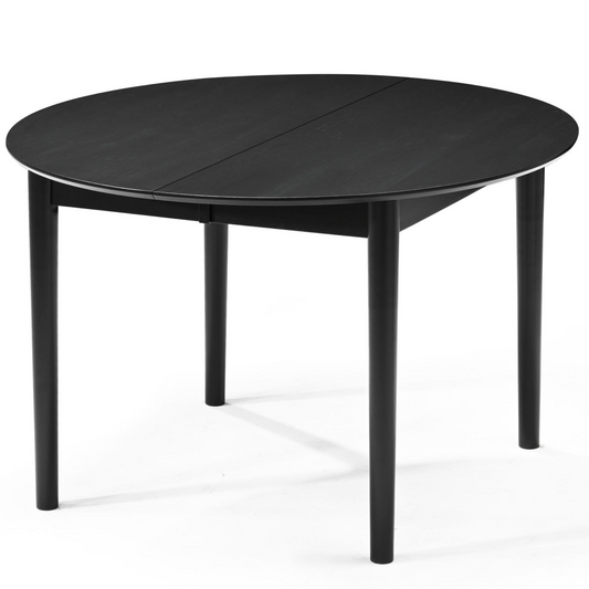 Liam - Table de salle à manger noire avec rallonge 120/160/200 cm - Comprend 2 rallonges