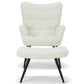 Allison Fauteuil avec Repose-pieds - peluche blanche/imitation peau de mouton