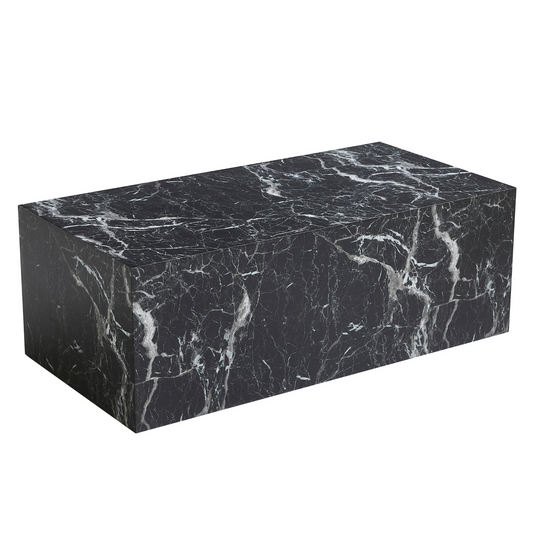 Adele - Table basse rectangulaire en aspect marbre noir 100 x 50 cm