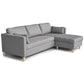 Lulu - Canapé d'angle réversible gris côté droit ou gauche L:215 x P:82 x H:78 cm