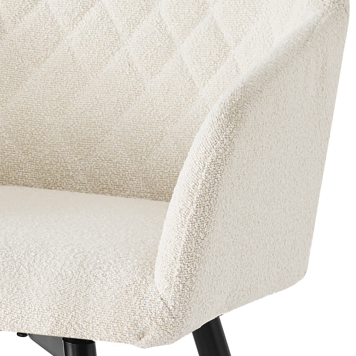 Carlo - Chaise de salle à manger en bouclé blanc avec rotation à 360 degrés