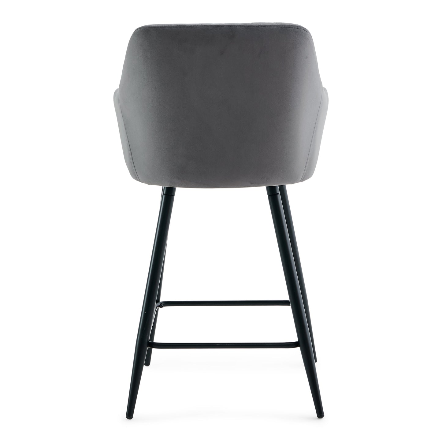 Carlo - tabouret de bar en velours gris avec accoudoirs 65 cm