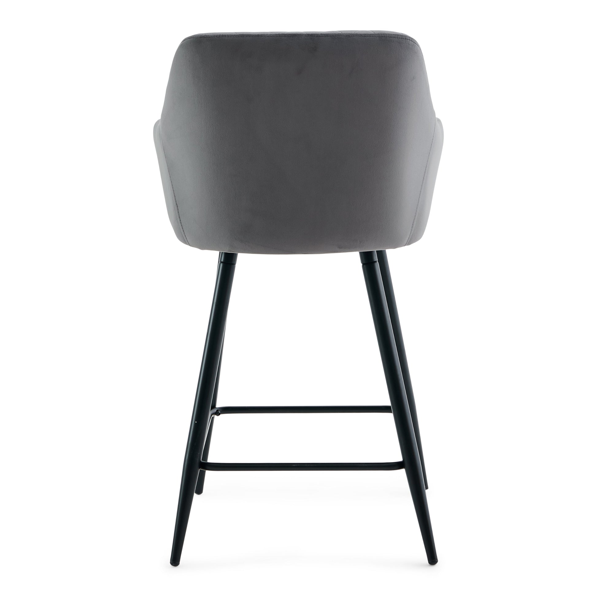 Carlo - tabouret de bar en velours gris avec accoudoirs 65 cm