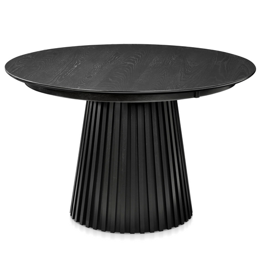 Monica - Table de salle à manger ronde à lamelles noire 120 cm