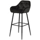 Mario - Tabouret de bar avec dossier en velours noir 65 cm