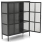 Carmen - Vitrine avec verre côtelé - Métal noir 110 x 40 x 140 cm