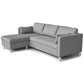 Lulu - Canapé d'angle réversible gris côté droit ou gauche L:215 x P:82 x H:78 cm