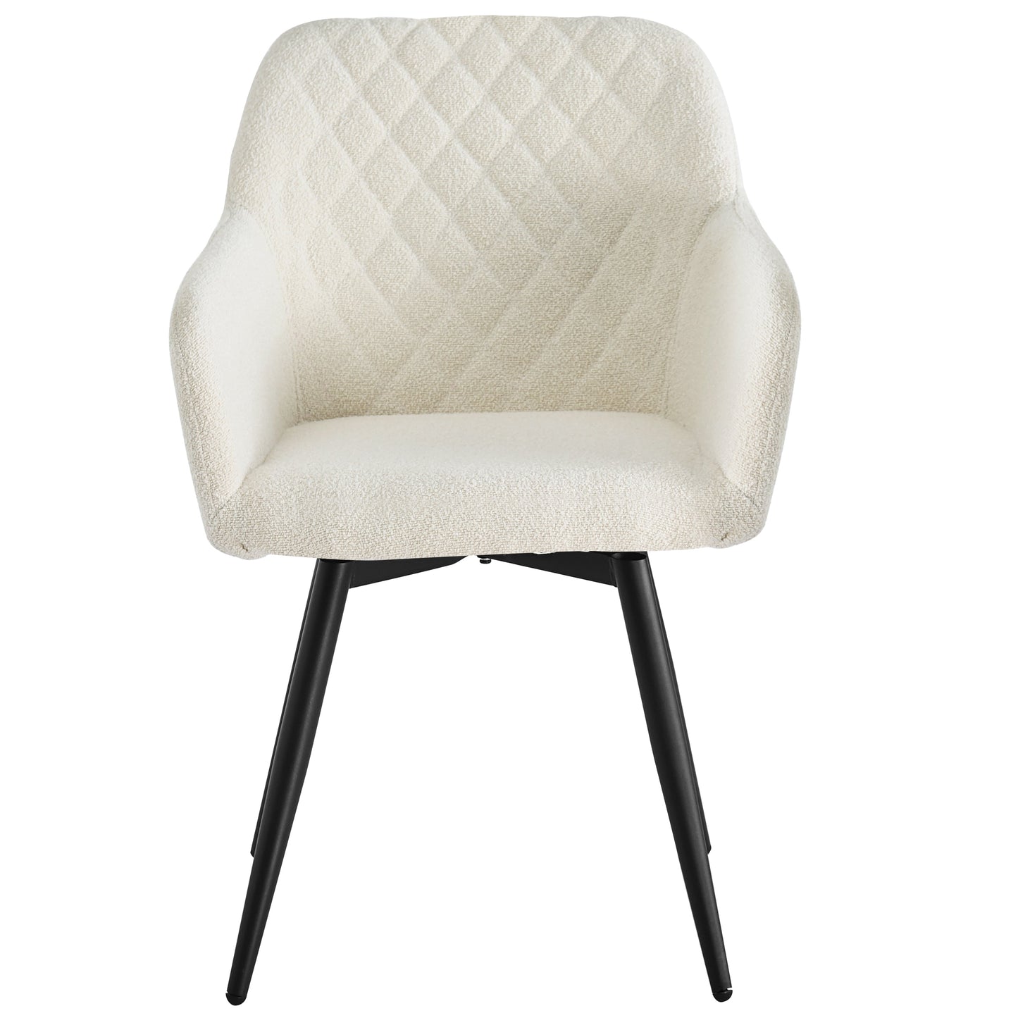 Carlo - Chaise de salle à manger en bouclé blanc avec rotation à 360 degrés