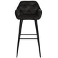 Mario - Tabouret de bar avec dossier en velours noir 65 cm