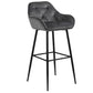 Mario - Tabouret avec dossier en velours gris 65 cm