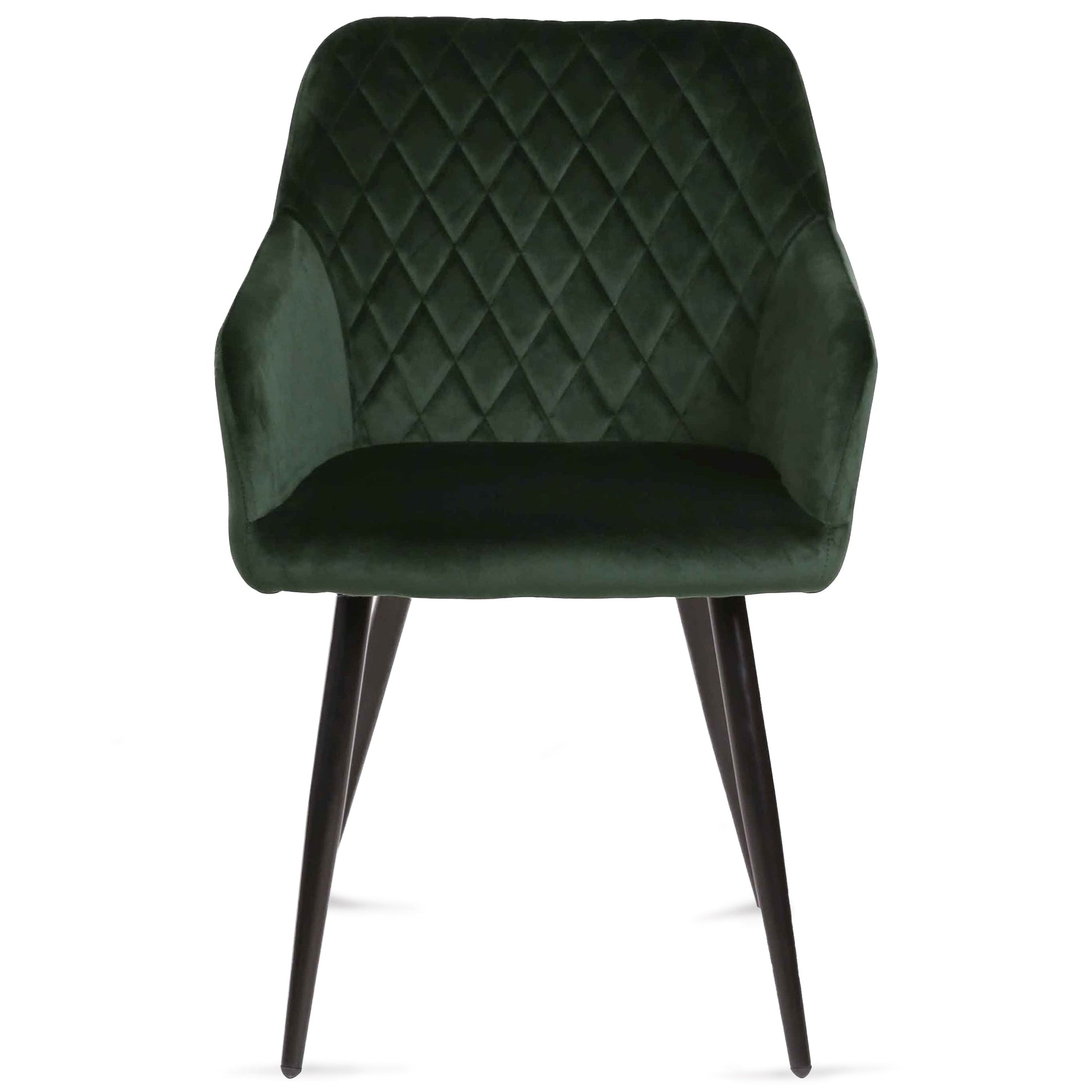 Carlo - Chaise de salle à manger en velours vert avec accoudoirs