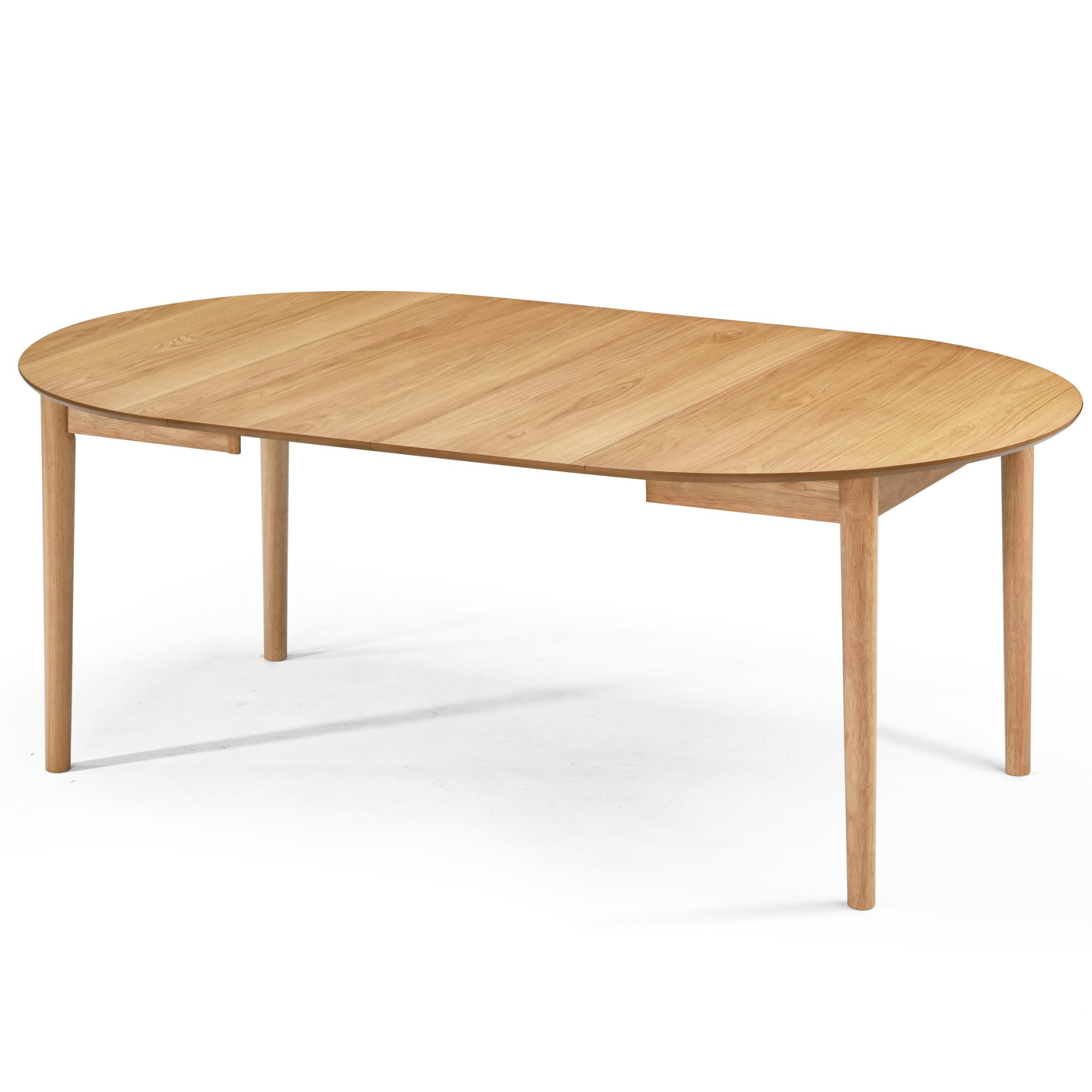 Liam - Table ronde de salle à manger en placage de chêne huilé avec rallonge 120/160/200 cm - Comprend 2 rallonges