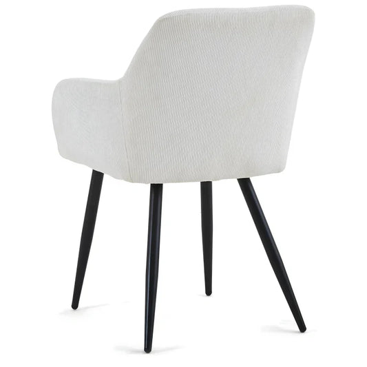 Jenna chaise de salle à manger - velours blanc avec pieds noirs