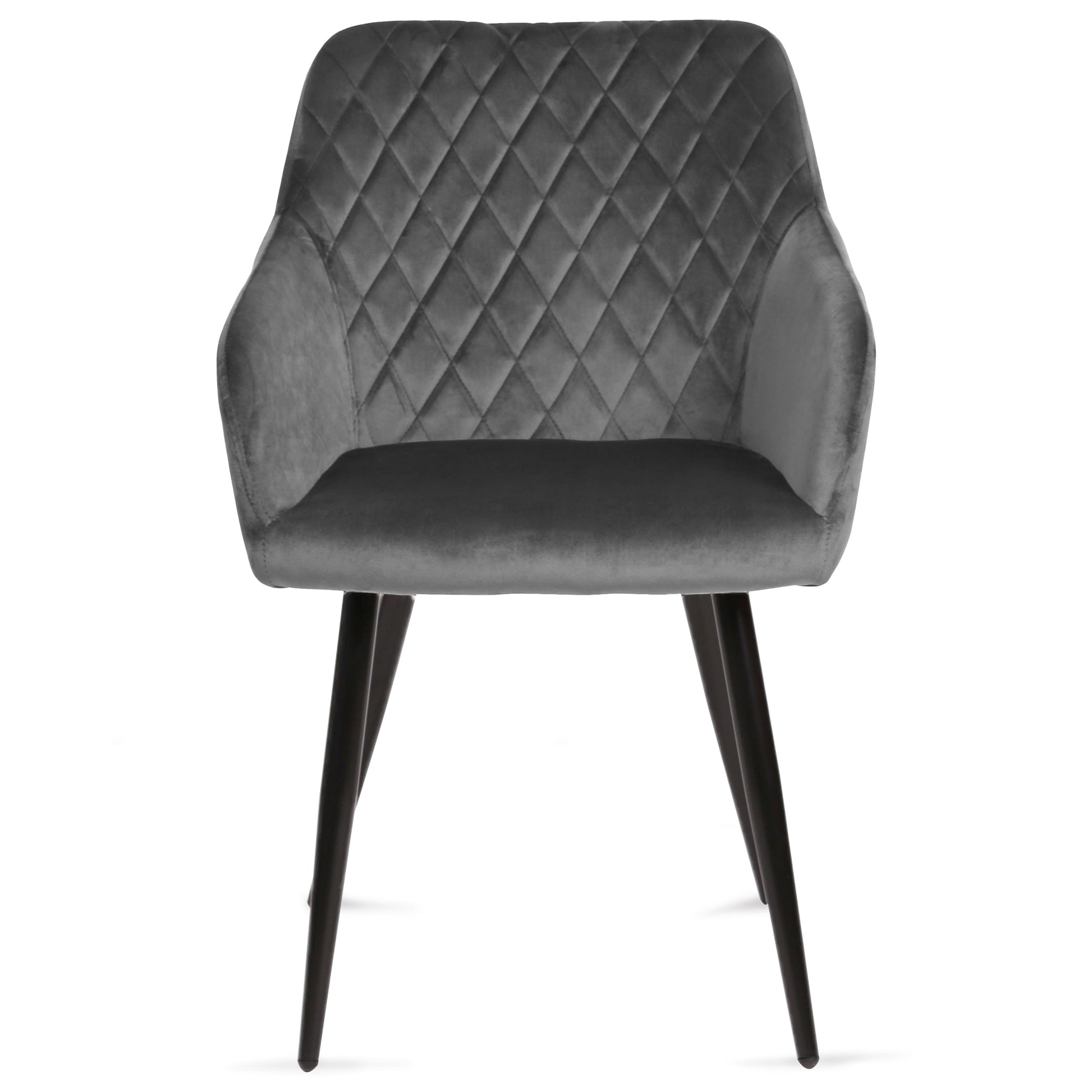 Carlo - Chaise de salle à manger en velours gris avec accoudoirs