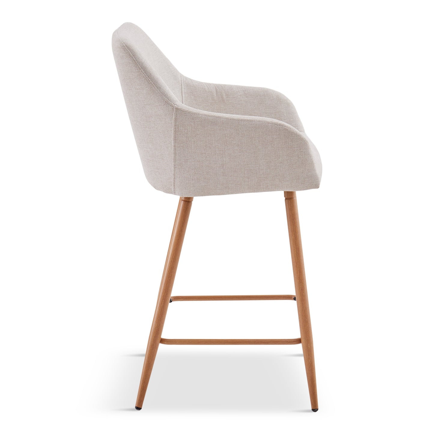 Jenna Tabouret de bar - textile beige avec accoudoirs 65 cm