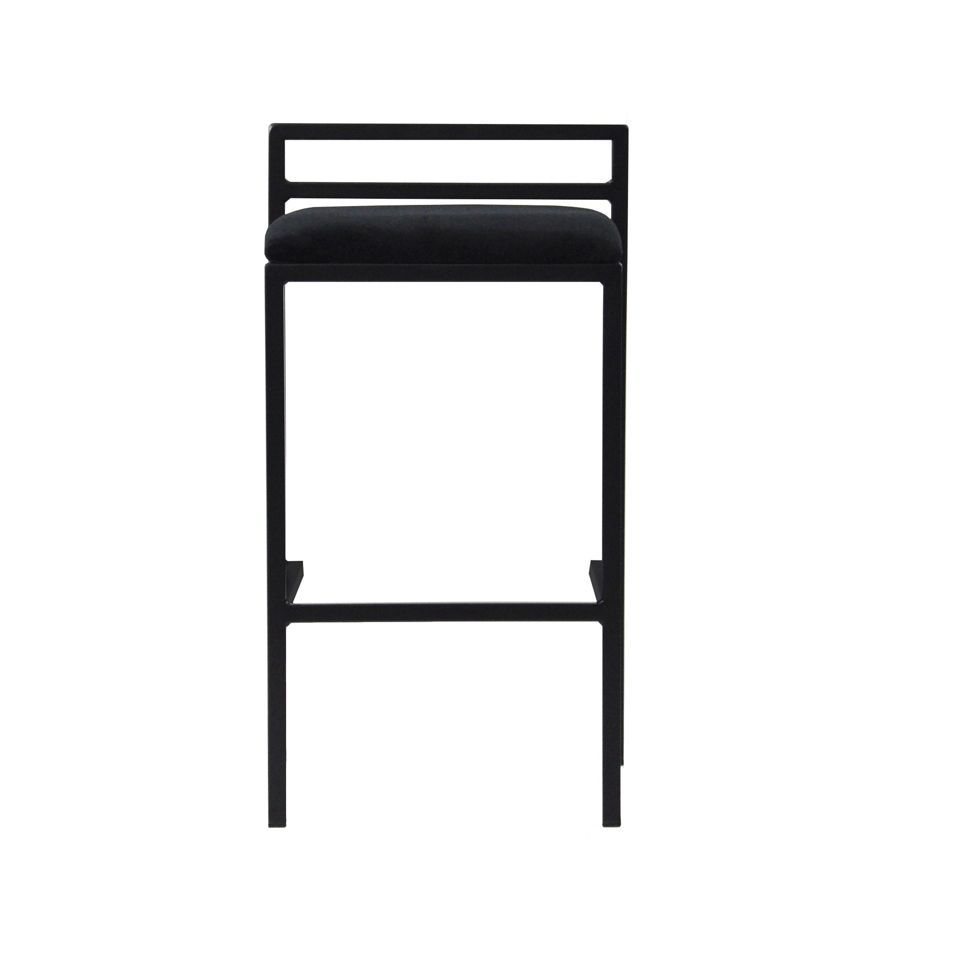 Allie - Tabouret de bar de cuisine en velours noir 65 cm